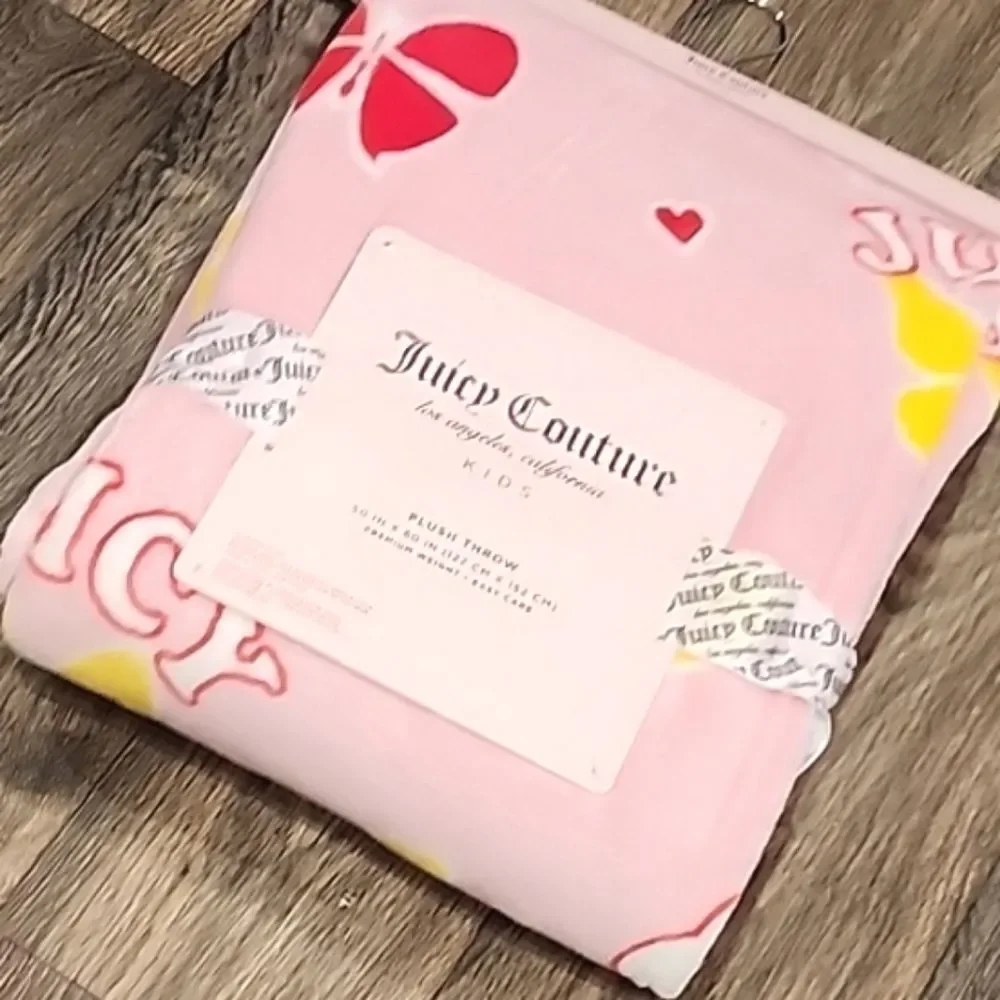 Juicy‎ Couture Kids Logo Butterfly & Clouds Plush Throw Blanket